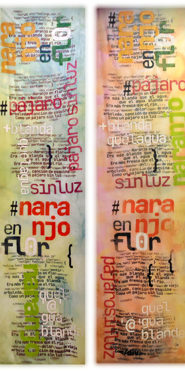 Transparencias tangueras. Pintura y serigrafía sobre voile. 65 x 270 cm